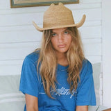 Boho Cowboy Hat - Handmade Raffia Crochet Beach Hat