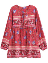 Boho Mini Dress – “Pink Bloom” Flowy Floral Tunic Sundress for Women