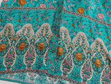 Boho Kimono Cover-Up – “Ocean Temple” Floral Print Maxi Robe in Turquoise Blue & Pink