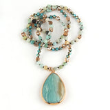 Boho Necklace - RH Precious Lava Amazonite Oval Stones