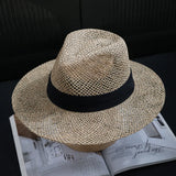 Boho Sun Beach Hat - Handwoven Seagrass Panama Hat