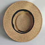 Boho Sun Beach Hat - Handwoven Linen Wide Brim Straw Hat