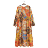 Gown Dress - Boho Maxi Dress - Loose Dress Maeve Paisley in Pink and Orange