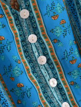 Boho Mini Dress – Blue Floral Button-Down Sundress Maeve