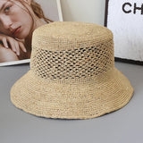 Boho Bucket Hat - Hollow Raffia Straw Summer Hat