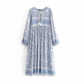 Boho Maxi Gown – “Blue Pink Sky” Loose Flowing Dress for Women