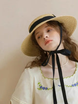 Boho Fedora Hat - French Retro Bridal Straw Hat