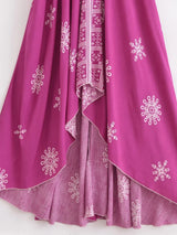 Bohemian Summer Maxi Dress – Ayla Backless Flowy Halter Dress in Green, Purple, White