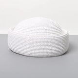 Boho Pillbox Hat - Natural Raffia French Beret Hat