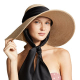 Boho Sun Beach Hat - Wide Strap Dome Straw Hat