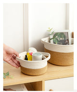 Cat Ear Shape Storage Basket - Cotton Woven Organizer - Home Decor