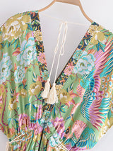 Maxi Dress - Boho Dress - Maxi Boho Sundress - Peacock Green Gold