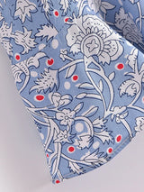 Boho Tops for Women - Bohemian Blouse - Blue Floral -Front Blouse