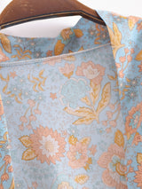 Boho Kimono Robe – “Blue Mirage” Lightweight Robe in Sky Blue & Gold for Lounge or Beach