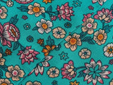 Boho Kimono Cover-Up – “Ocean Temple” Floral Print Maxi Robe in Turquoise Blue & Pink