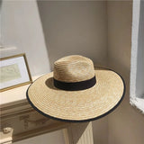 Boho Panama Hat - Natural Wheat Straw Wide Brim Hat