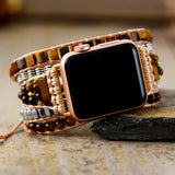 Boho Apple Watch Band - Tiger Eyes Beads Wrist Bracelet Rope Strap