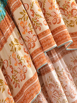 Boho Maxi Skirt – “Aqua Bloom” 2-Way Floral Skirt & Dress in Teal and Terracotta