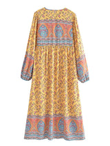 Bohemian Maxi Gown – “Desert Heirloom” Floral Long Sleeve Bohemian Gown