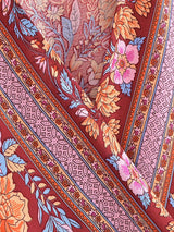 Boho Mini Dress – “Golden Folk” Vintage Floral Wrap Dress Sundress in Pink & Black
