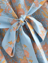 Boho Kimono Robe – “Blue Mirage” Lightweight Robe in Sky Blue & Gold for Lounge or Beach