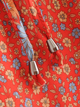 Boho Mini Dress – “Crimson Meadow” Red Floral Tunic Dres in Red & Black