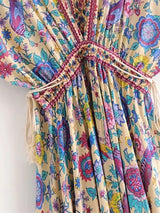 Bohemian Maxi Dress – “Mirage” Flowing Festival Gown Boho Beach Dress in Blue and Red