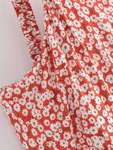 Maxi Dress - Boho Dress - Maxi Boho Sundress - Red White Daisy