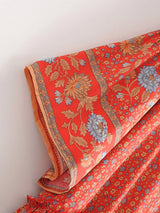 Boho Mini Dress – “Crimson Meadow” Red Floral Tunic Dres in Red & Black