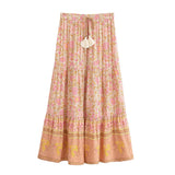 Boho Skirt, Hippie Skirts, Maxi Skirt, Crimson Fire Pink