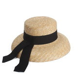 Boho Sun Beach Hat - Wide Brim Straw Boater Hat with Bow Ribbon