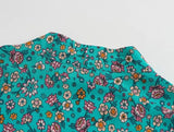 Boho Kimono Cover-Up – “Ocean Temple” Floral Print Maxi Robe in Turquoise Blue & Pink
