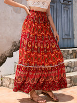 Boho Maxi Skirt - Hippie Style in Blue Peacock