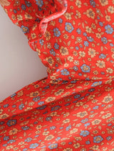 Boho Mini Dress – “Crimson Meadow” Red Floral Tunic Dres in Red & Black