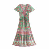 Boho Maxi Dress – Summer Dress – 'Seabreeze Bloom' Sundress in Blue, Pink & Green”
