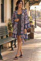 Blue Mirage navy floral cover-up editorial hero