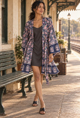 Blue Mirage navy floral cover-up editorial movement