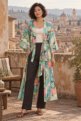 Lily Lotus green floral wrap cover-up editorial hero