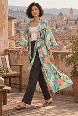 Lily Lotus green floral wrap cover-up editorial movement