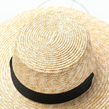 Boho Hat - Summer Sun, Beach, Wide Brim Straw Hat with Minnie Black Ribbon