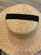 Boho Hat - Summer Sun, Beach, Wide Brim Straw Hat with Minnie Black Ribbon