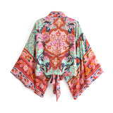 Kimono Robe – “Maribel” Boho Short Cover-Up in Peony Pink Floral