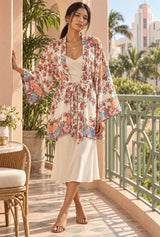 Shelta White Floral short robe editorial hero
