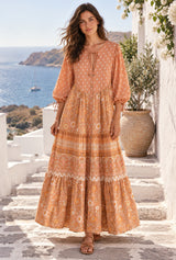 Boho Maxi Dress, Sundress, Dustry Romani Eulalie — AI-generated editorial model image