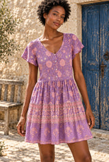 Wild Rose Boho AI editorial detail, Orchid Mosaic, purple colorway