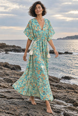 Wild Rose Boho AI editorial movement, Jade Garden, green colorway