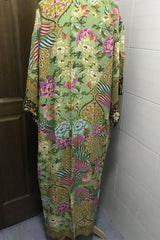 Boho Robe, Kimono Robe, Peacock in Gold Green - Wild Rose Boho