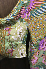 Boho Robe, Kimono Robe, Peacock in Gold Green - Wild Rose Boho
