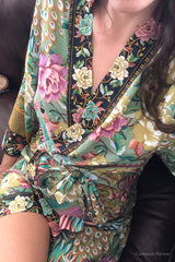 Boho Robe, Kimono Robe, Peacock in Gold Green - Wild Rose Boho