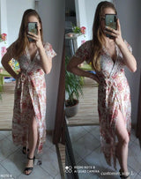 Boho Maxi Dress, Sundress, Wrap Dress, Red Ruby